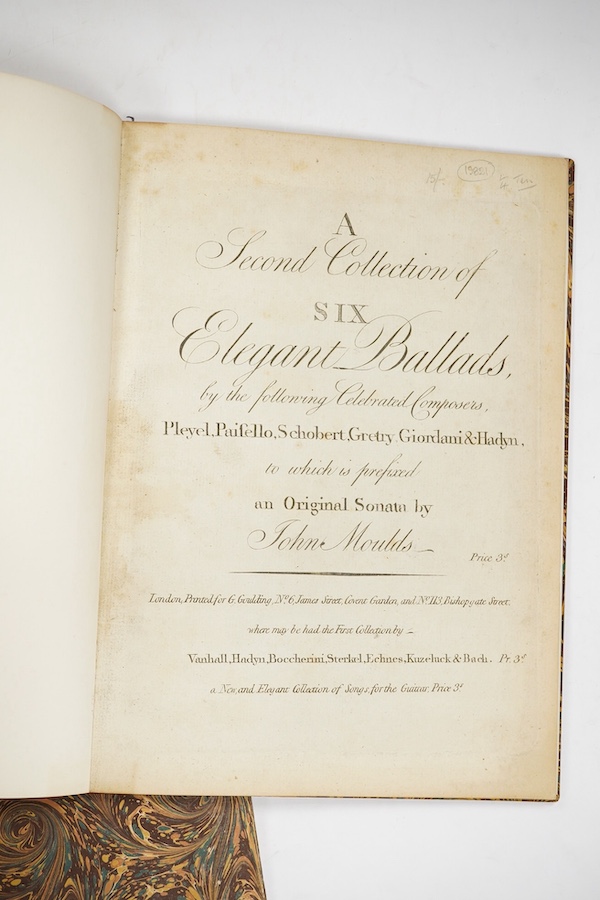 Apollonian Harmony: a collection of celebrated glees, catches, madrigals ... vols. II, III, IV and VI; engraved titles and frontispieces; contemp. calf backed marbled boards, 4to. printed for S.A. and P. Thompson, (ca.17